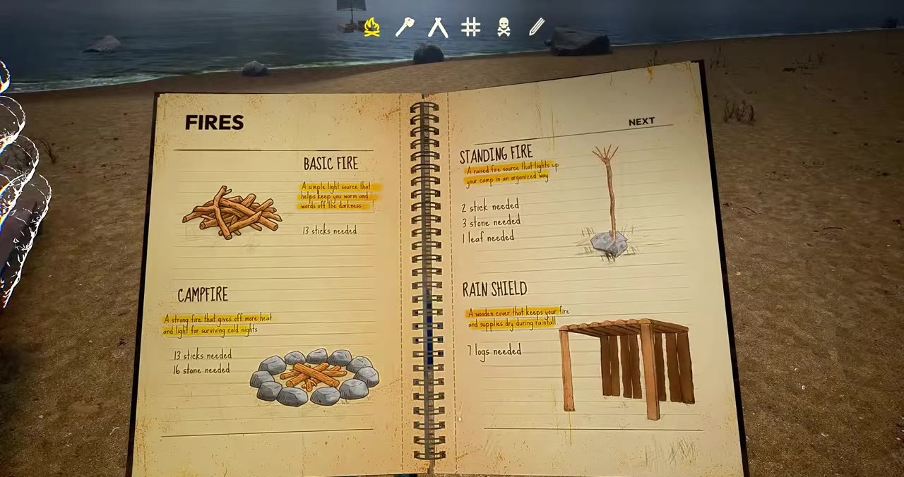 FIRES notebook Basic Fire Standing Fire Campfire Rain Shield